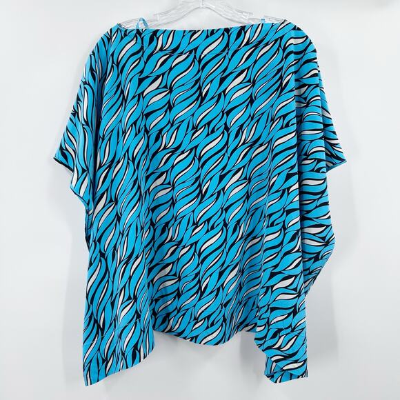 Diane von Furstenberg DVF New Hanky Silk Blue Patterned Top Oversized Womens S - Picture 9 of 12